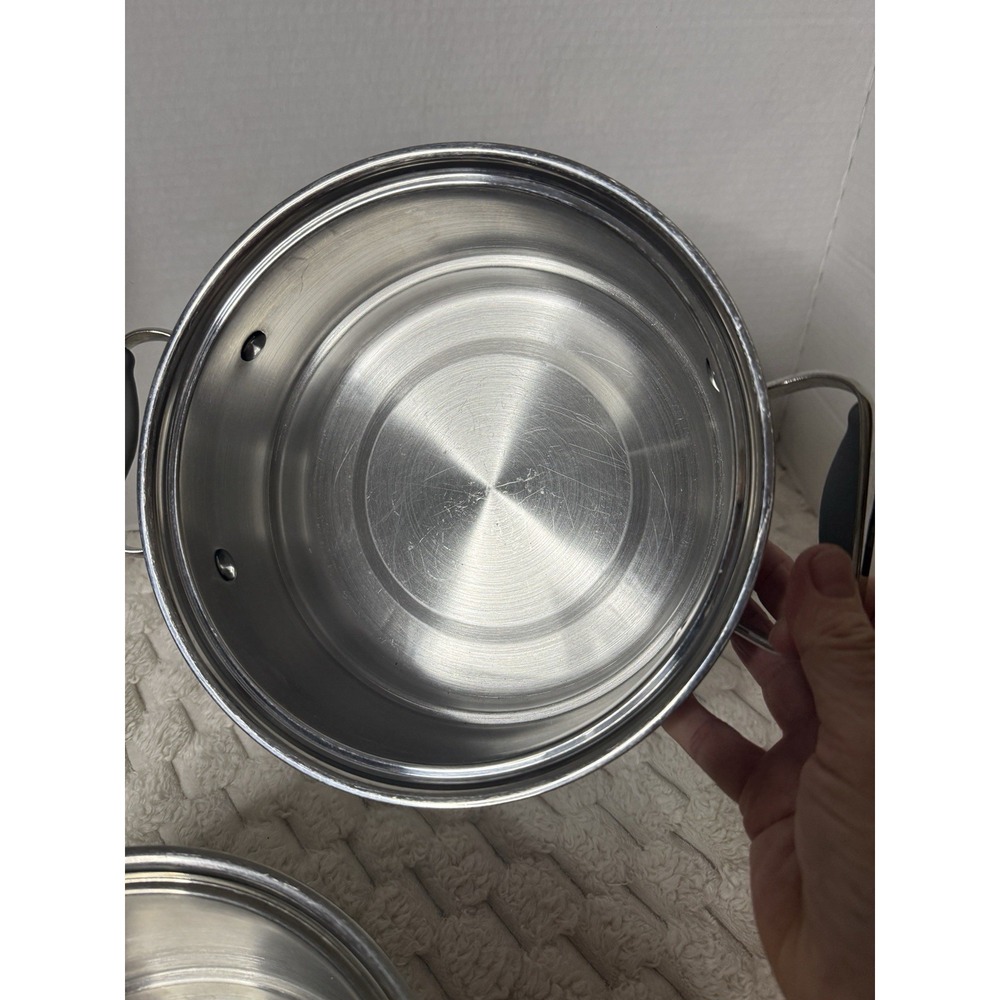 Belgique Stainless Steel Stackable Steamer Strainer Boiler Pot 2 Set 3QT - Picture 7 of 11